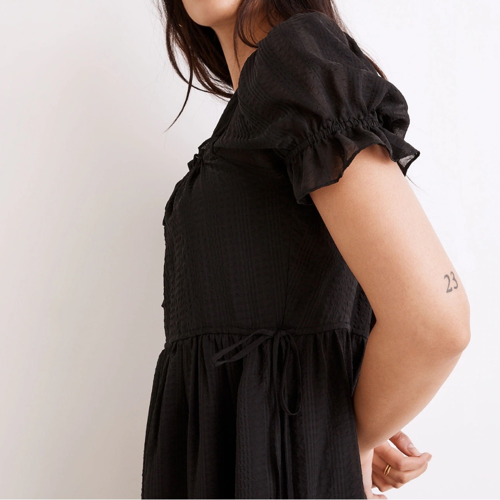 Nanette Lepore Black Ruched Tiered Sundress top
